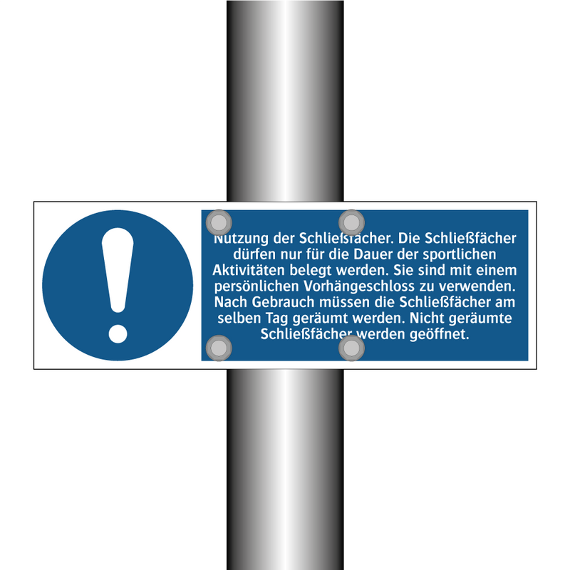 Nutzung der Schließfächer. Die Schließfächer dürfen nur für die Dauer der sportlichen Aktivitäten belegt werden /…/