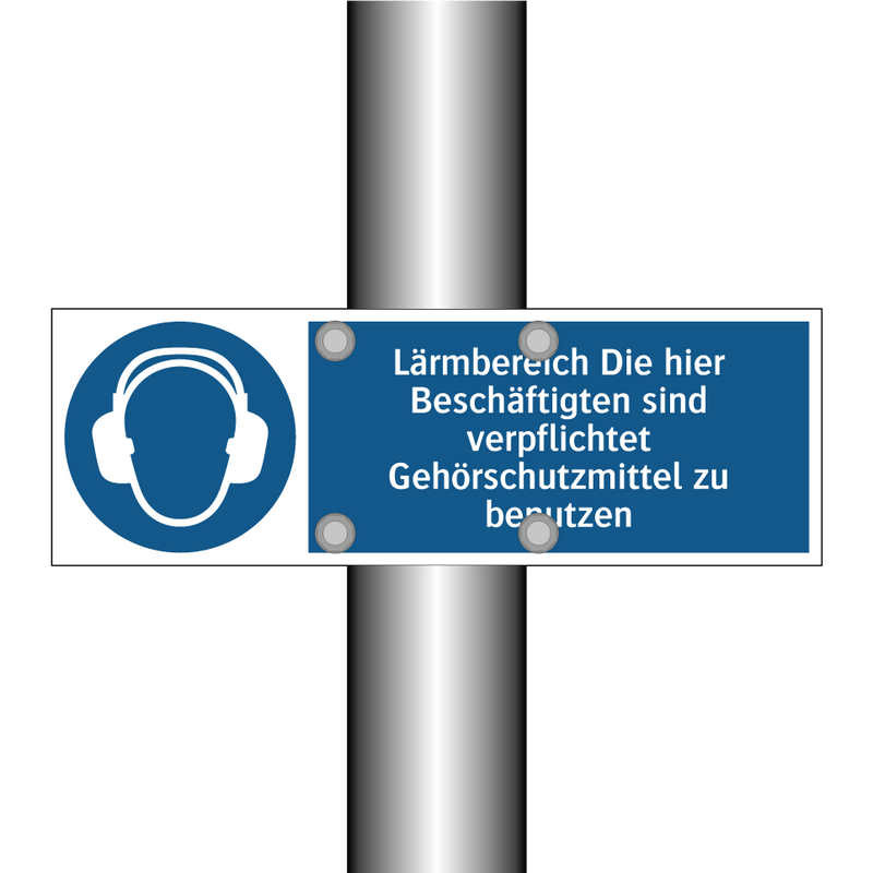Lärmbereich Die hier Beschäftigten sind verpflichtet Gehörschutzmittel zu benutzen