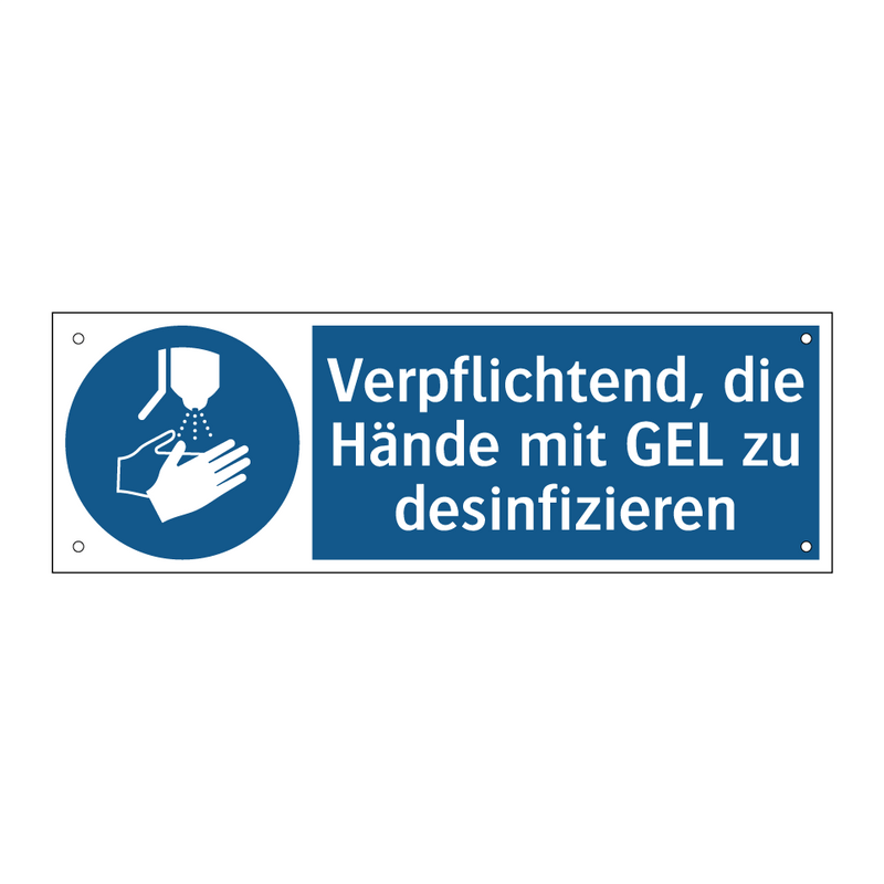 Verpflichtend, die Hände mit GEL zu desinfizieren
