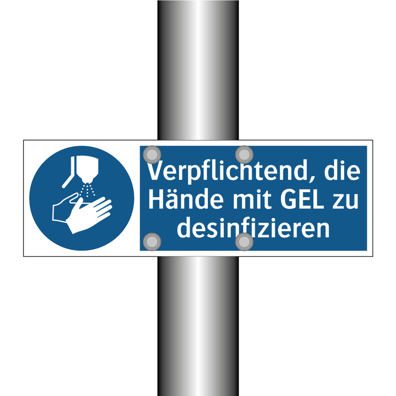 Verpflichtend, die Hände mit GEL zu desinfizieren