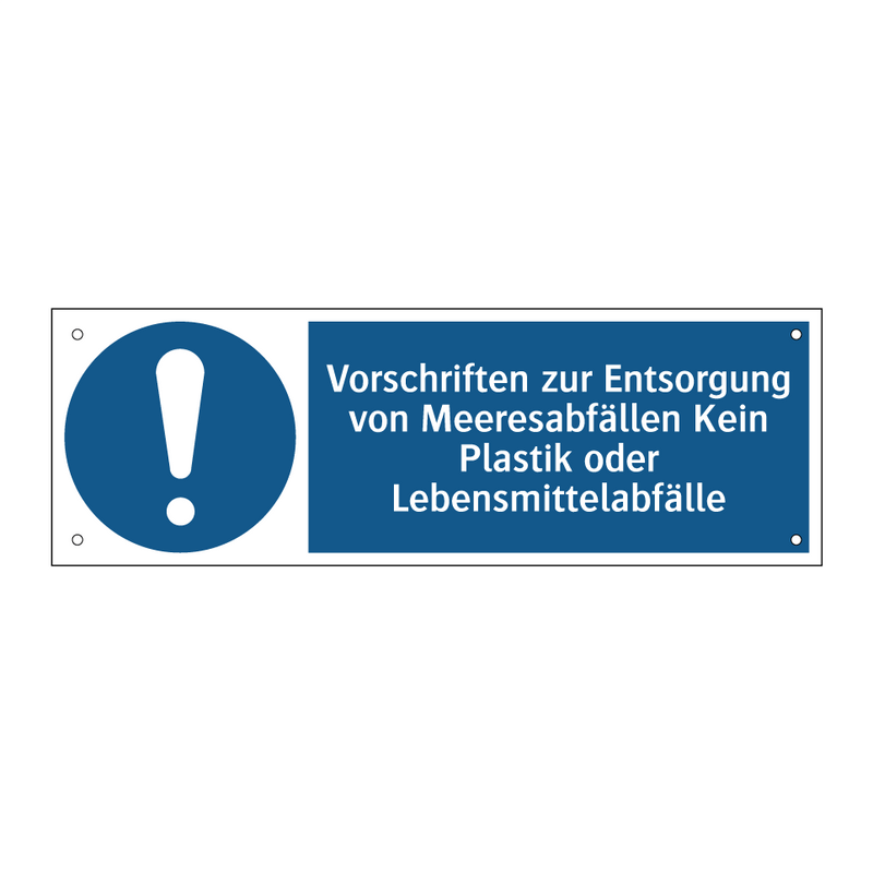 Vorschriften zur Entsorgung von Meeresabfällen Kein Plastik oder Lebensmittelabfälle