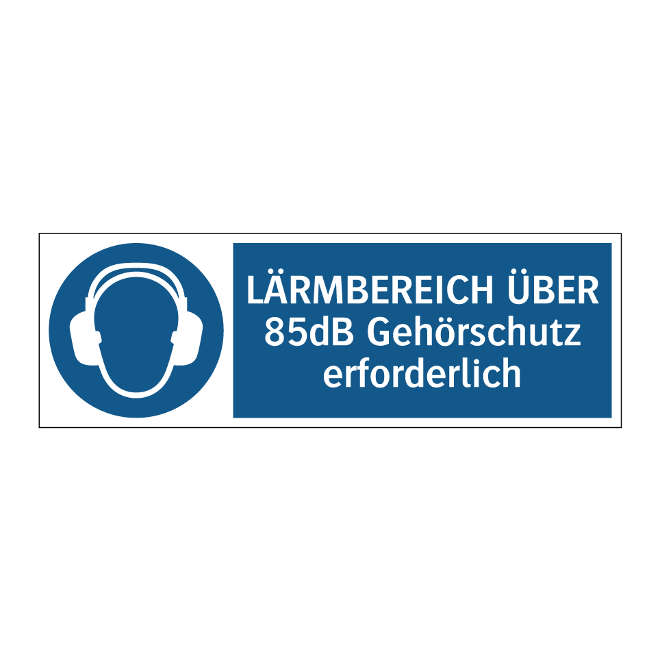 Kauf LÄRMBEREICH ÜBER 85dB Gehörschutz erforderlich schild | SignOnline ...