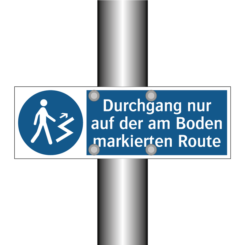 Durchgang nur auf der am Boden markierten Route