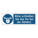Bitte schließen Sie das Tor bei der Abfahrt.