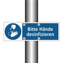 Bitte Hände desinfizieren