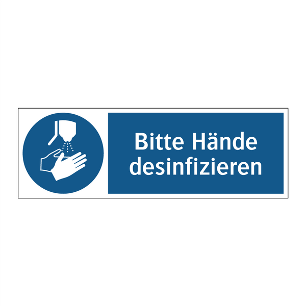 Bitte Hände desinfizieren