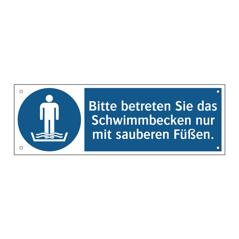 Bitte betreten Sie das Schwimmbecken nur mit sauberen Füßen.