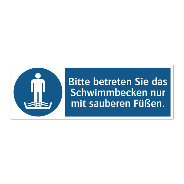Bitte betreten Sie das Schwimmbecken nur mit sauberen Füßen.