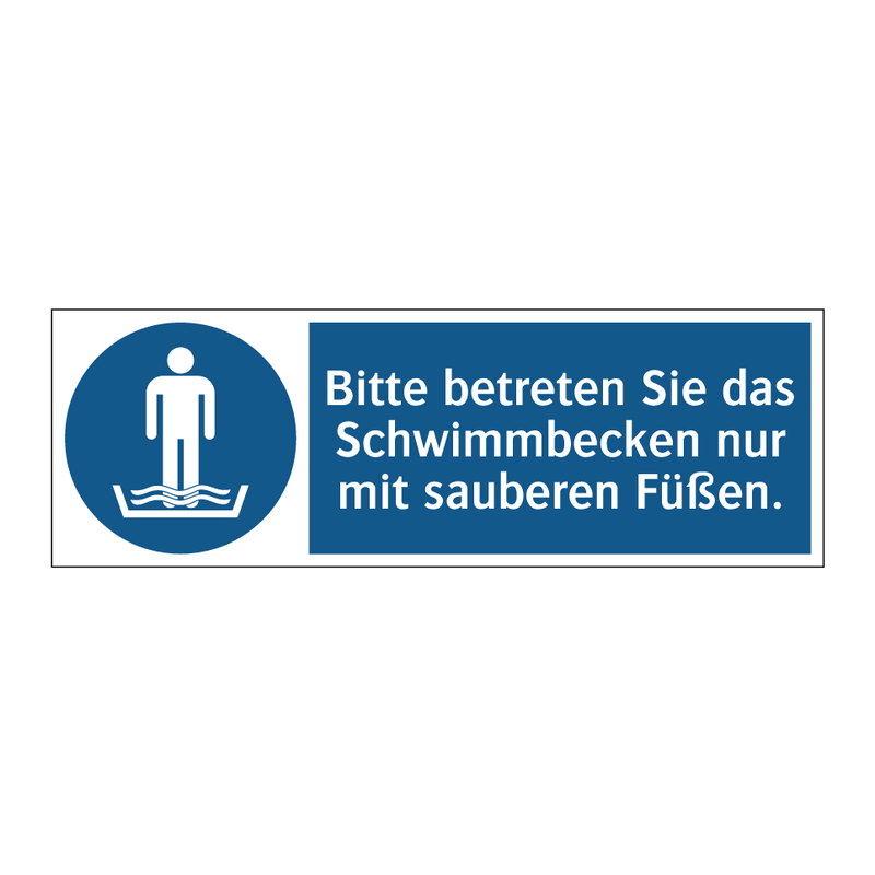 Bitte betreten Sie das Schwimmbecken nur mit sauberen Füßen.