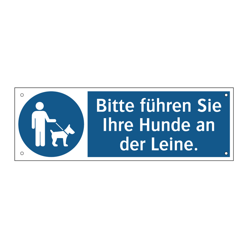 Bitte führen Sie Ihre Hunde an der Leine.
