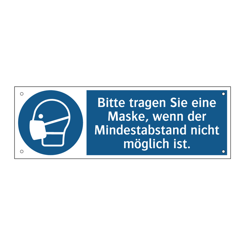 Bitte tragen Sie eine Maske, wenn der Mindestabstand nicht möglich ist.