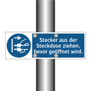 Stecker aus der Steckdose ziehen, bevor geöffnet wird.