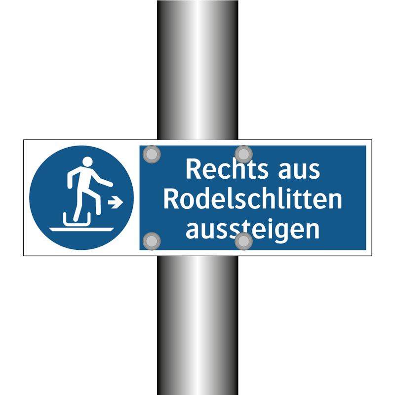 Rechts aus Rodelschlitten aussteigen