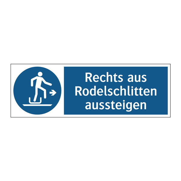 Rechts aus Rodelschlitten aussteigen