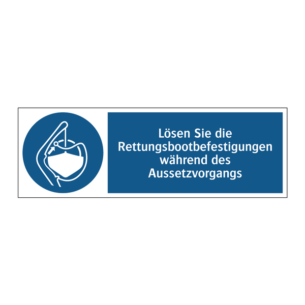 Lösen Sie die Rettungsbootbefestigungen während des Aussetzvorgangs