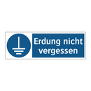 Erdung nicht vergessen