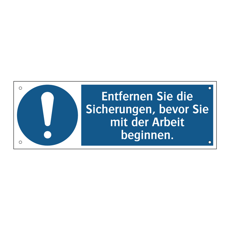 Entfernen Sie die Sicherungen, bevor Sie mit der Arbeit beginnen.