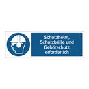Schutzhelm, Schutzbrille und Gehörschutz erforderlich