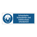 Schutzhelm, Schutzbrille und Gehörschutz erforderlich