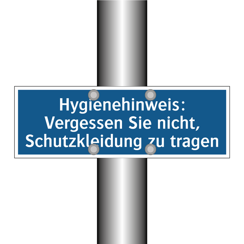 Hygienehinweis: Vergessen Sie nicht, Schutzkleidung zu tragen