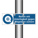 Reifen mit Unterlegkeil gegen Wegrollen sichern