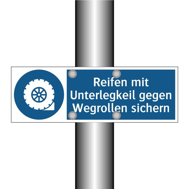 Reifen mit Unterlegkeil gegen Wegrollen sichern