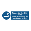 Raucherbereich Bitte keine Zigarettenstummel auf den Boden werfen
