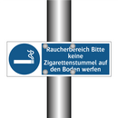 Raucherbereich Bitte keine Zigarettenstummel auf den Boden werfen