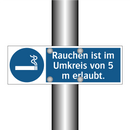 Rauchen ist im Umkreis von 5 m erlaubt.