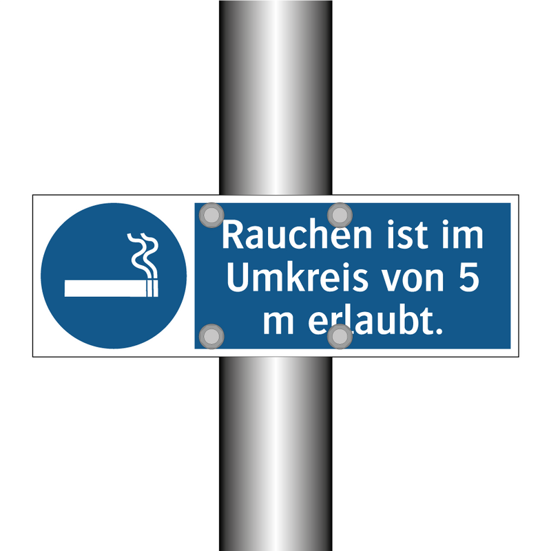 Rauchen ist im Umkreis von 5 m erlaubt.