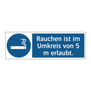 Rauchen ist im Umkreis von 5 m erlaubt.