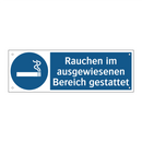 Rauchen im ausgewiesenen Bereich gestattet