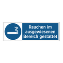 Rauchen im ausgewiesenen Bereich gestattet