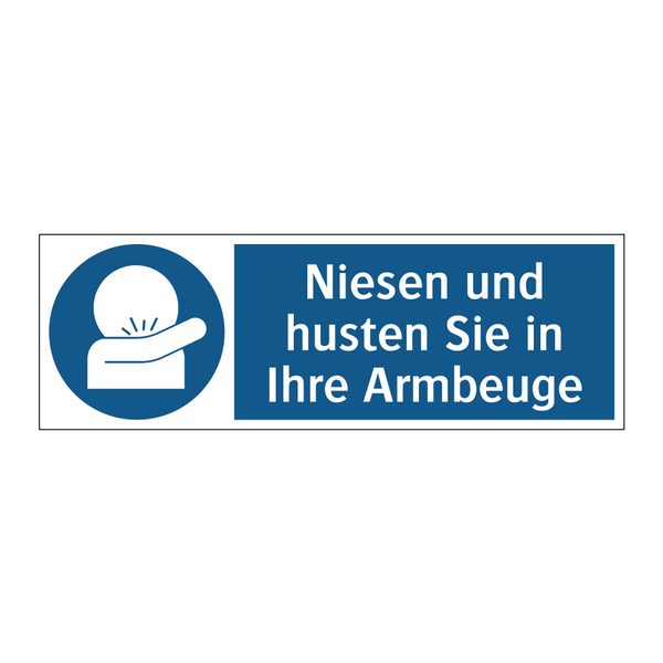 Niesen und husten Sie in Ihre Armbeuge