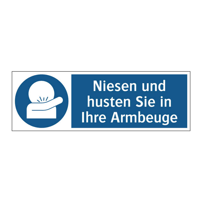 Niesen und husten Sie in Ihre Armbeuge