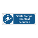 Steile Treppe Handlauf benutzen