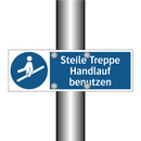 Steile Treppe Handlauf benutzen