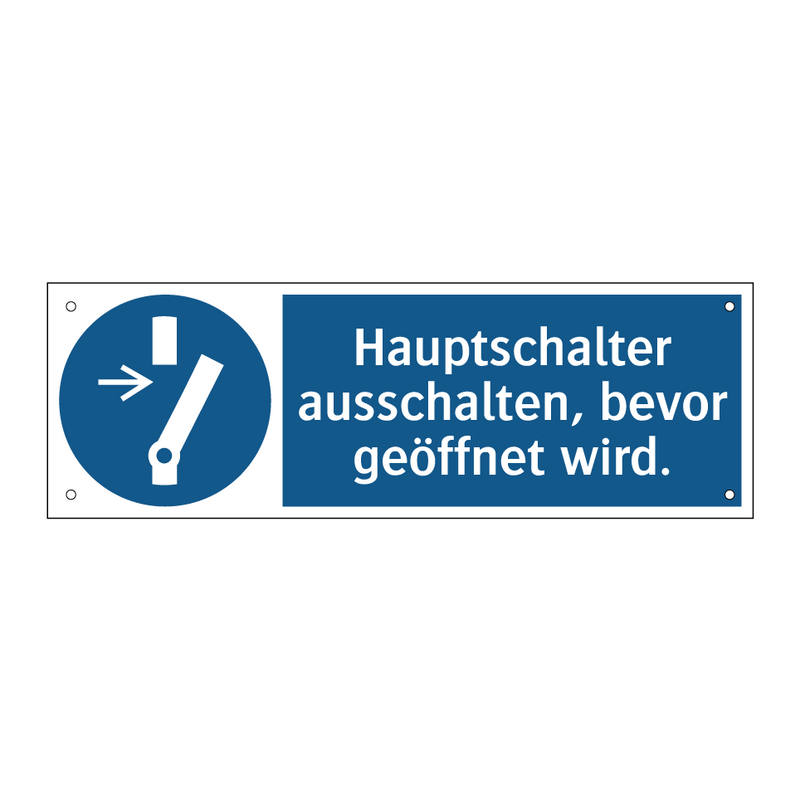 Hauptschalter ausschalten, bevor geöffnet wird.