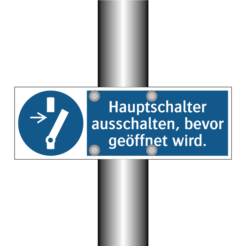 Hauptschalter ausschalten, bevor geöffnet wird.