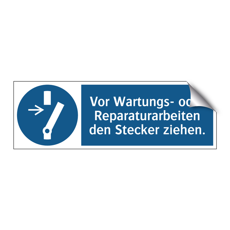 Vor Wartungs- oder Reparaturarbeiten den Stecker ziehen.