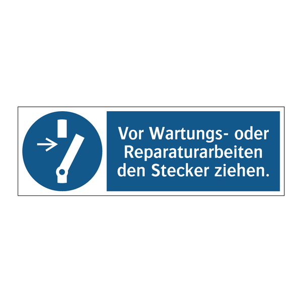 Vor Wartungs- oder Reparaturarbeiten den Stecker ziehen.