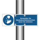 Verwenden Sie Händedesinfektionsmittel, bevor Sie eintreten