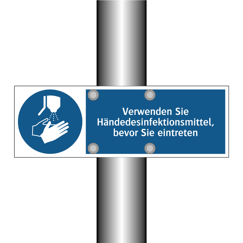 Verwenden Sie Händedesinfektionsmittel, bevor Sie eintreten