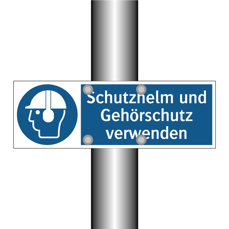 Schutzhelm und Gehörschutz verwenden