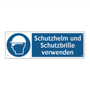 Schutzhelm und Schutzbrille verwenden