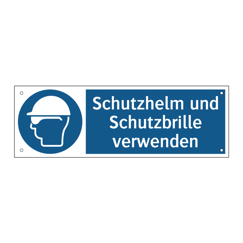 Schutzhelm und Schutzbrille verwenden