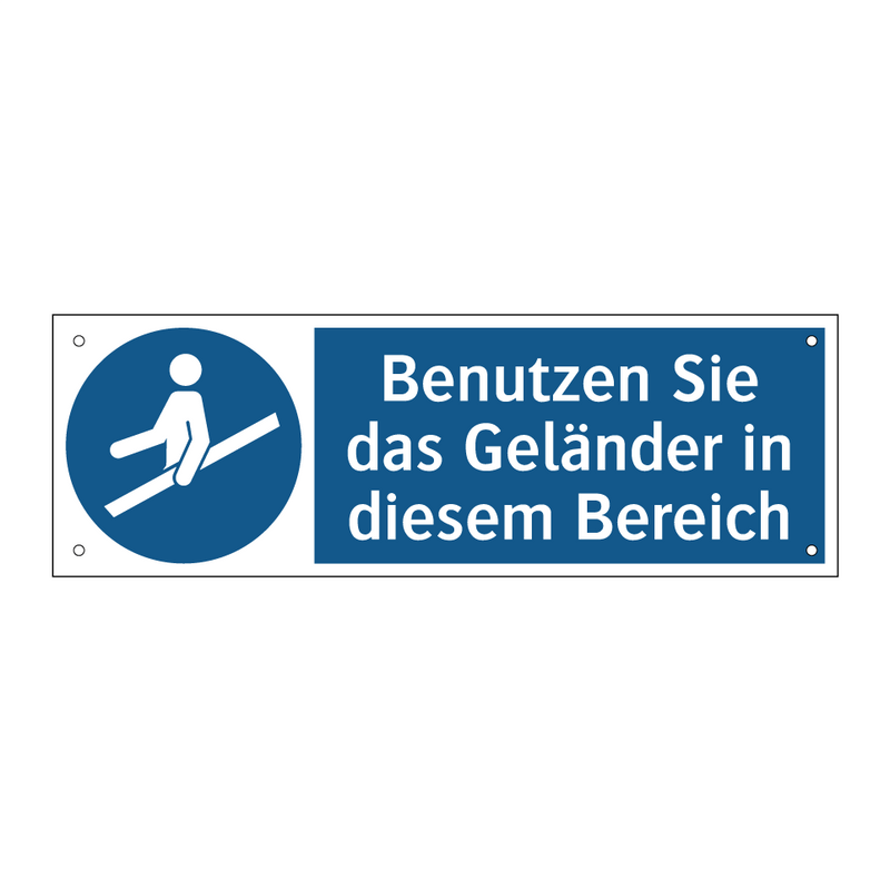 Benutzen Sie das Geländer in diesem Bereich