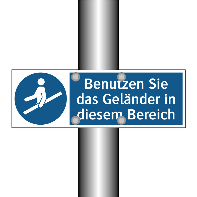 Benutzen Sie das Geländer in diesem Bereich