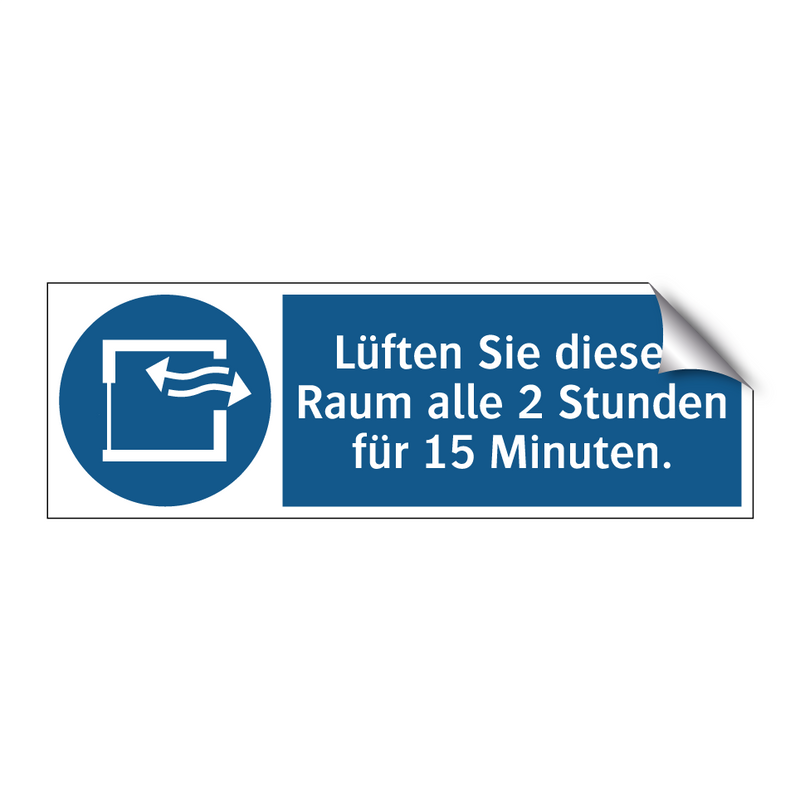 Lüften Sie diesen Raum alle 2 Stunden für 15 Minuten.