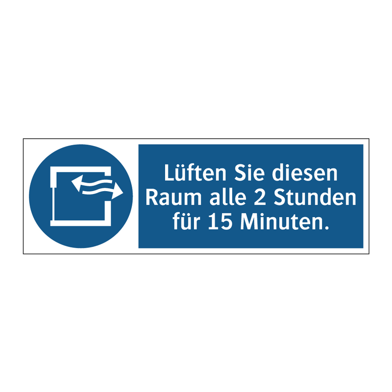 Lüften Sie diesen Raum alle 2 Stunden für 15 Minuten.